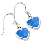 Synthetic Opal Heart Silver Earrings, e314